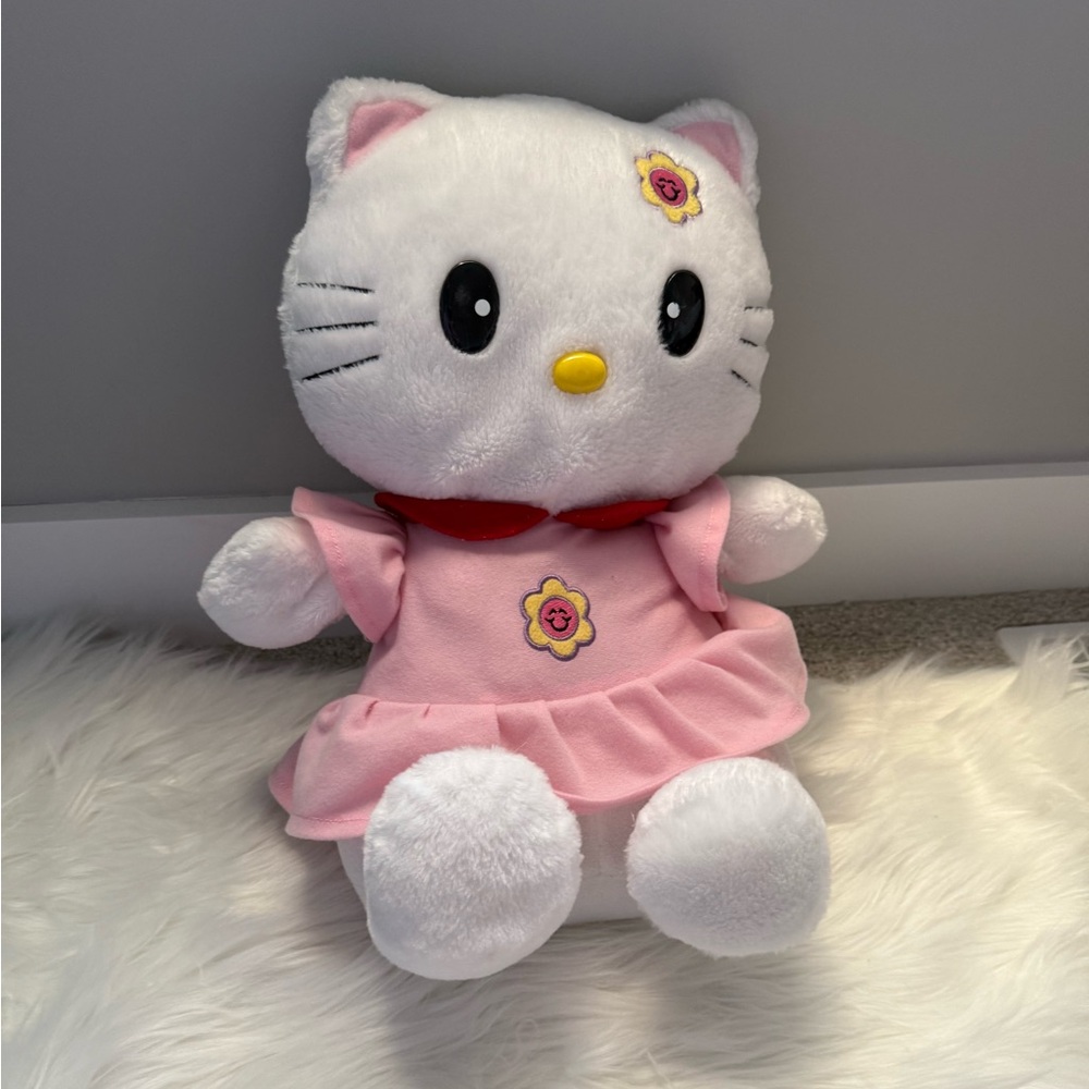 Vintage Hello Kitty Stuffed Animal - Pink Dress with Red Bow large